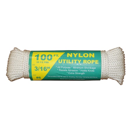 T.W. Evans Cordage Co. No. 6 - 3/16. x 100 ft. Braided Nylon Rope 6100